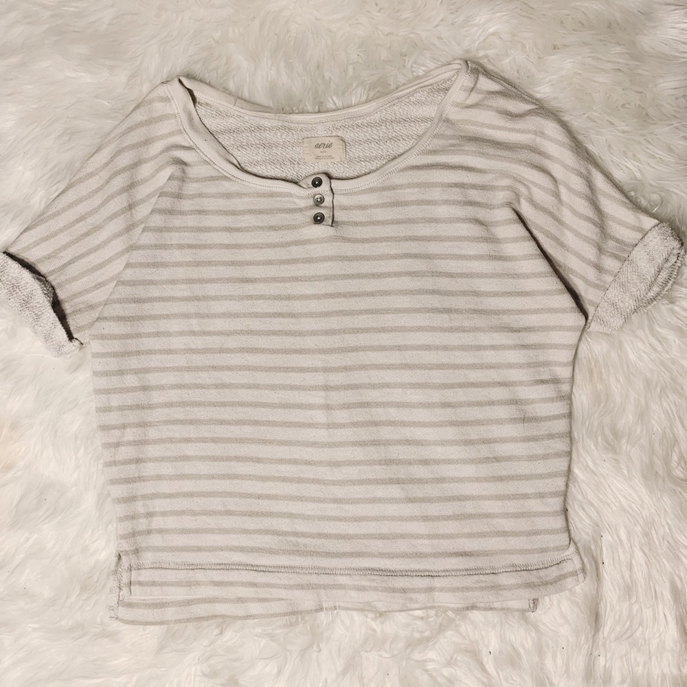 Aerie X-Small Striped Short Sleeve
